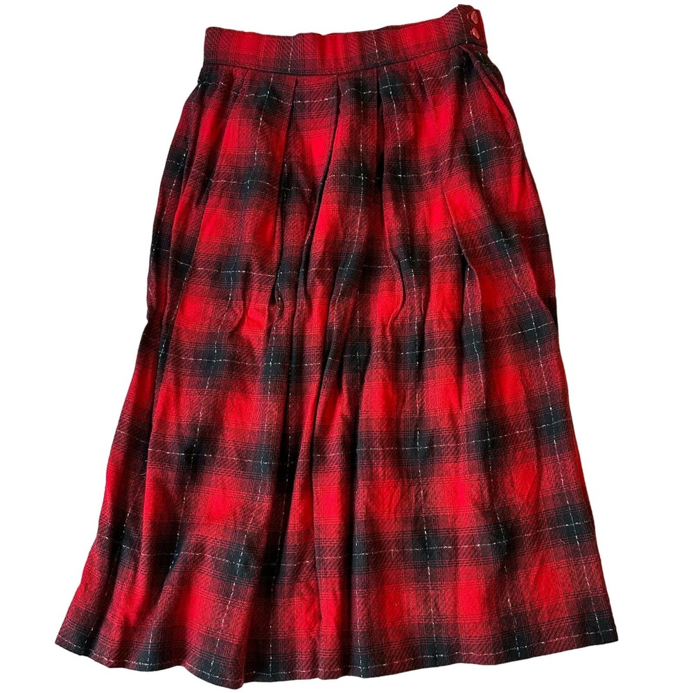 Vintage Evan Picone‎ Petites Plaid Midi Skirt Sz 6 Union Made in USA
